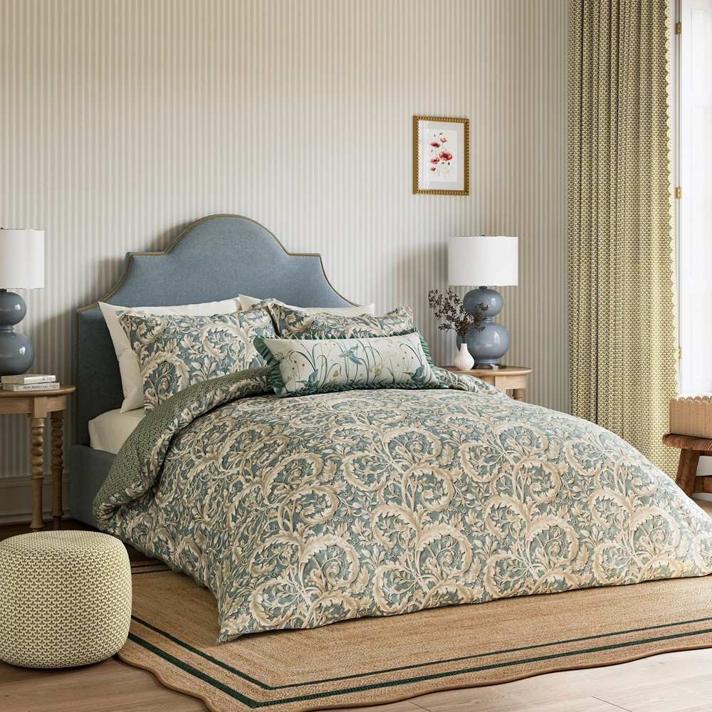 Tilia Lime Bedding by Sanderson x National Trust in Soft Teal